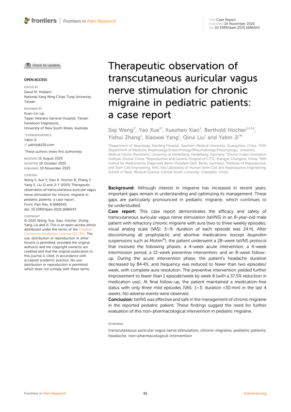 Therapeutic observation of transcutaneous auricular vagus nerve stimulation...